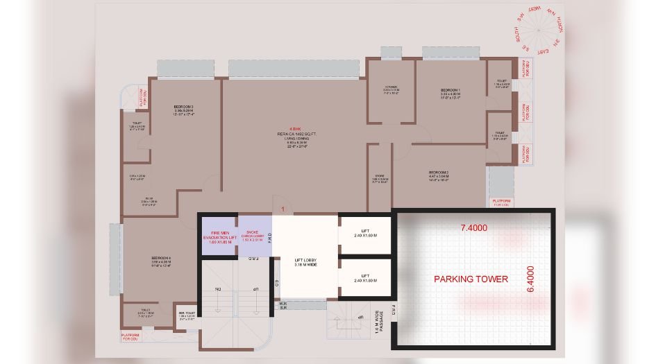 Kripa-Aqua-Floor-Plan-4 BHK-1492 Sqft
